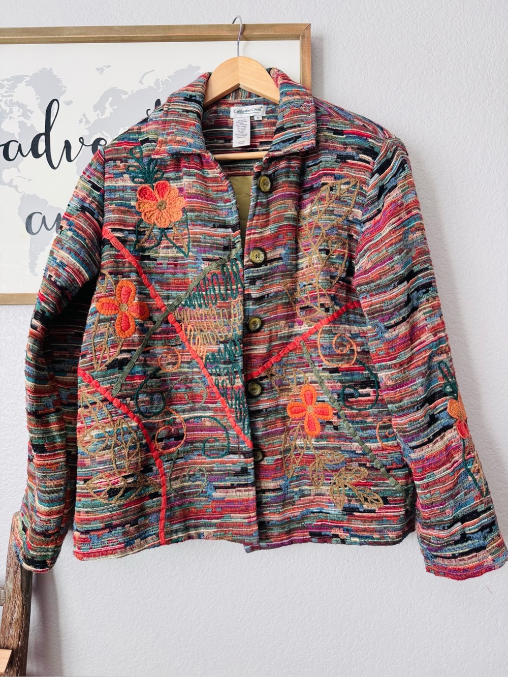 Vintage medium embroidered coldwater creek multi color blazer jacket